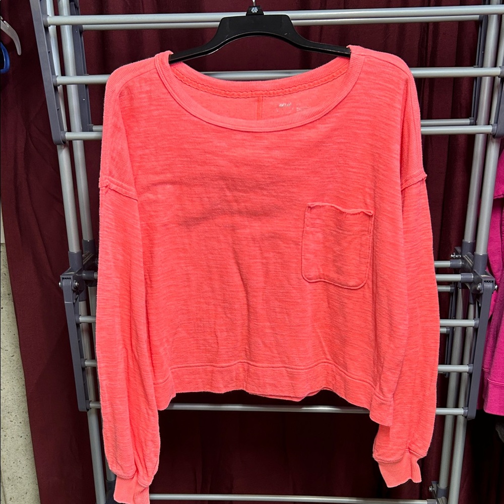 Aerie Bright Pink Cropped Sweatshirt